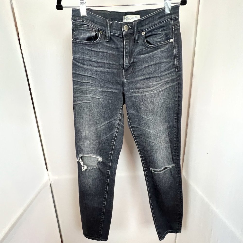 Madewell High Rise Skinny Jeans‎ Black Distressed Knee Sz